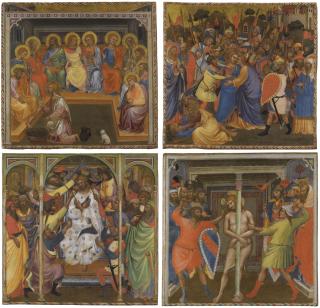 Niccolò Di Pietro Gerini - Scenes From The Passion Of Christ: Peter Protesting At Christ Washing The Feet Of The Disciples; The Betrayal Of Christ In The Garden Of Gethsemane (Or The Kiss Of Judas); The Mocking Of Christ; The Flagellation