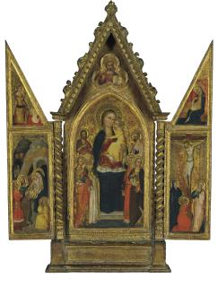Niccolò Di Tommaso - A triptych: central panel: The Madonna and Child Enthroned, with saints and Christ Blessing; the wings: The Annunciation; The Nativity; and The Crucifixion