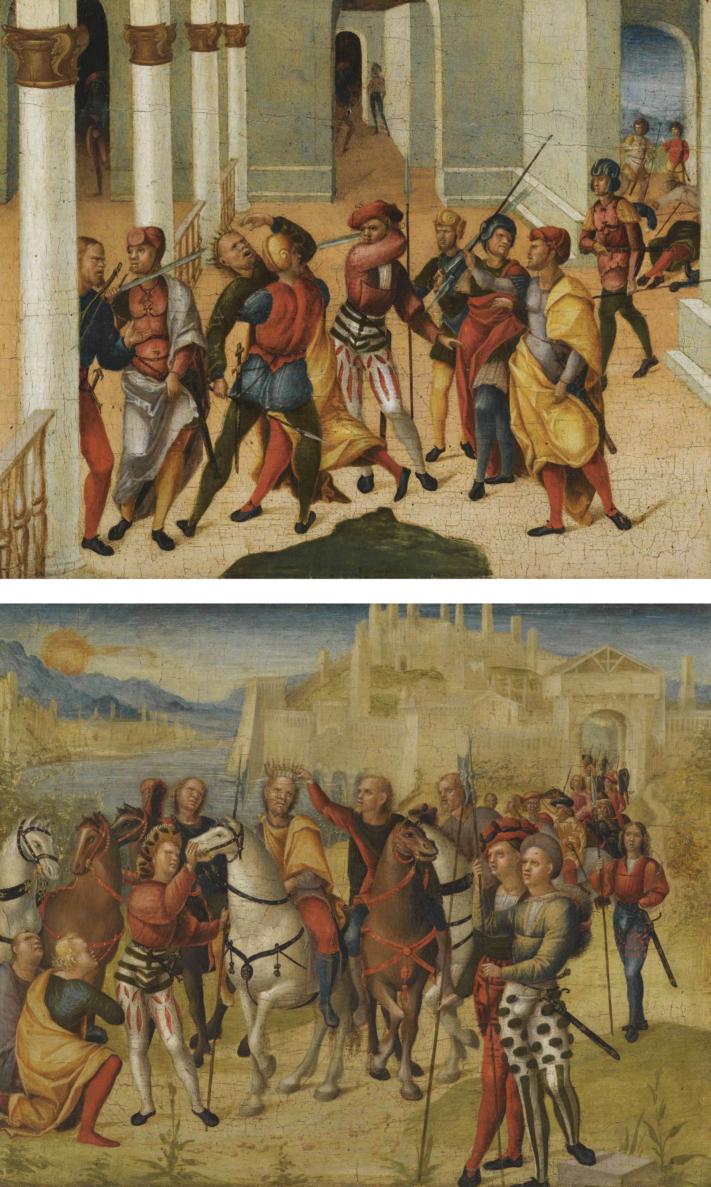 Niccolò Giolfino - Two Panels Probably From A Cassone: The Murder Of The Magus Smerdis; The Coronation Of Darius