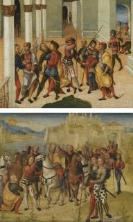 Niccolò Giolfino - Two Panels Probably From A Cassone: The Murder Of The Magus Smerdis; The Coronation Of Darius
