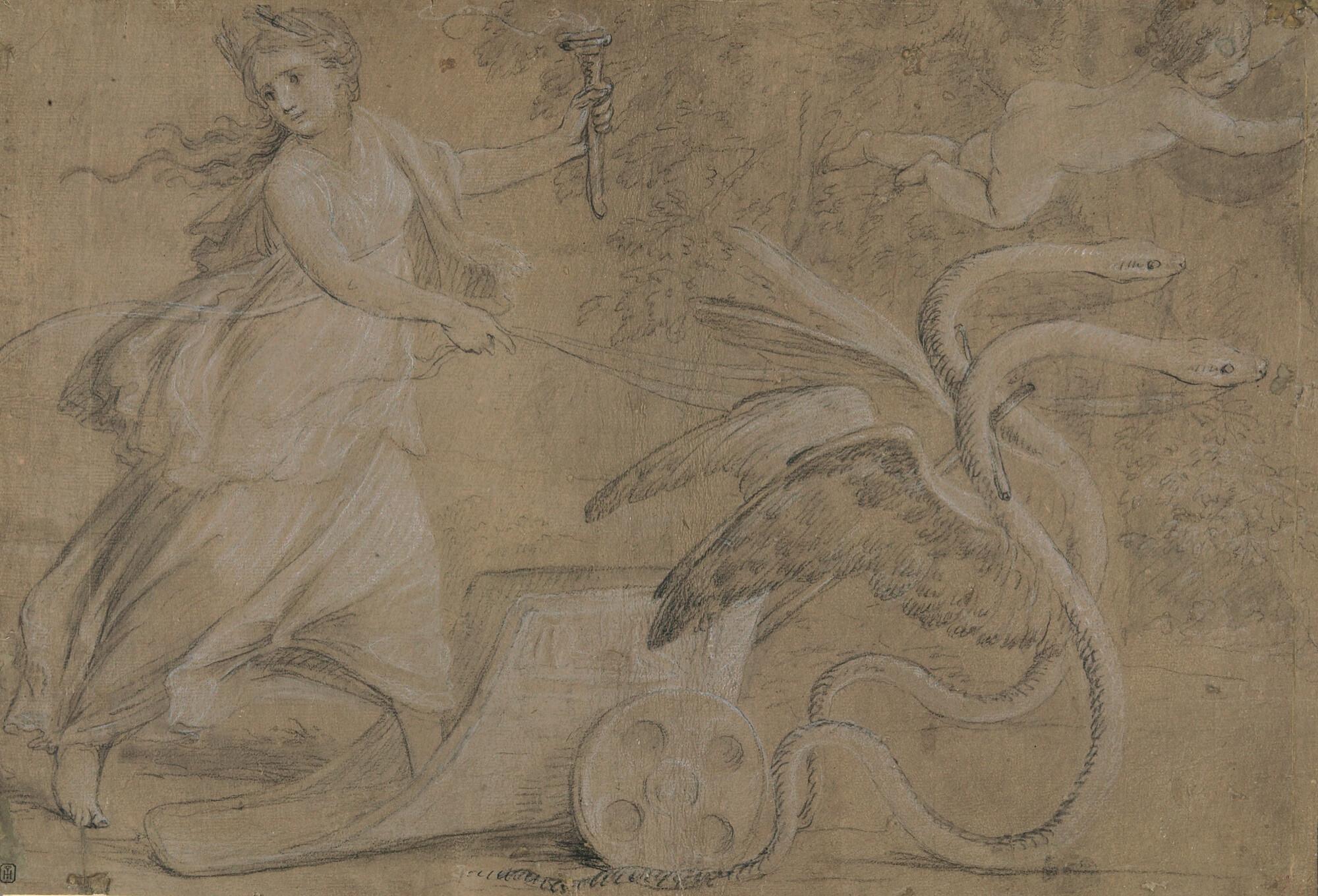 Niccolo Lapiccola - Demeter auf ihrem von Schlangen gezogenen Wagen.