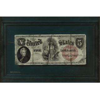 Nicholas Alden Brooks - Five Dollar Bill On A Blue Molded Panel