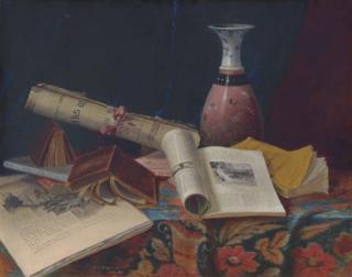 Nicholas Alden Brooks - Still Life With Vase And Books
