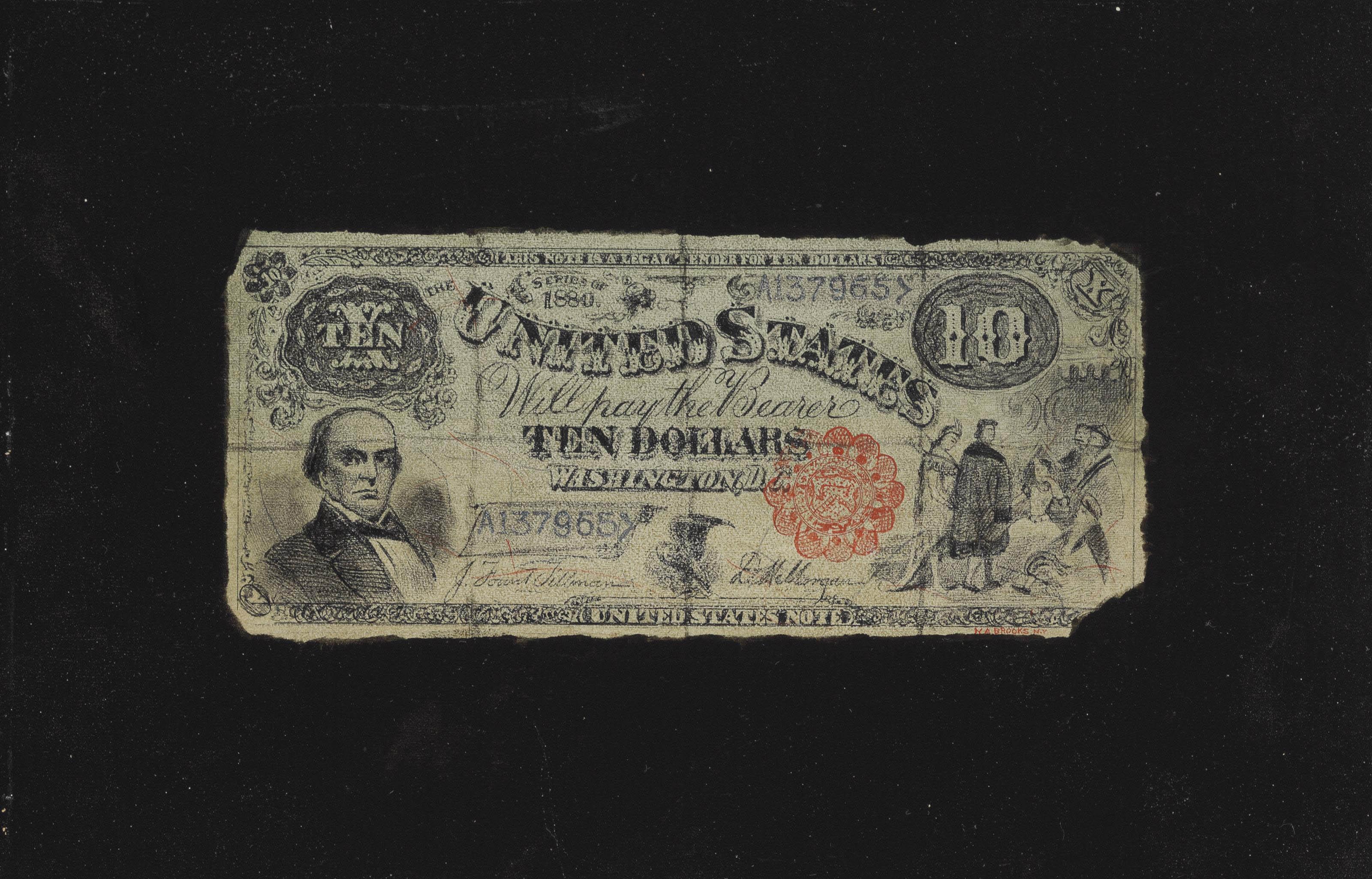 Nicholas Alden Brooks - Ten Dollar Bill with Red Treasury Seal