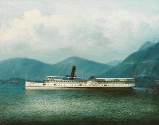 Nicholas Chevalier - The paddle steamer Honam off the coast of China