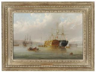 Nicholas Condy - Ships lying in the Tamar river, Mount Edgcumbe beyond