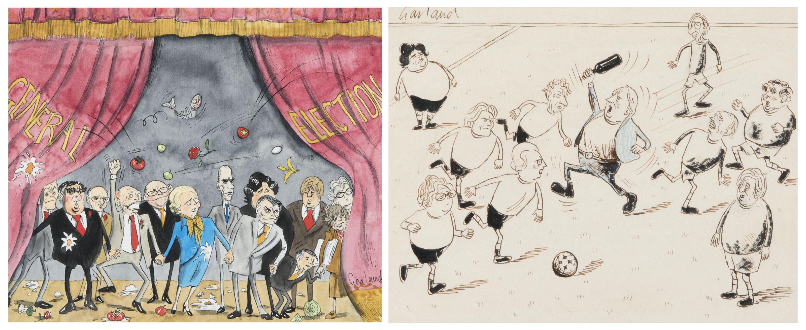 Nicholas Garland, O.B.E. - The General Election, 1987 (i); A Conservative Party Football match (ii)