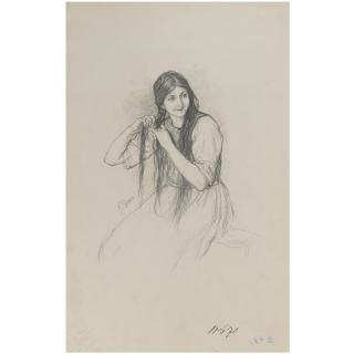 Nicholas Gysis - Greek Greek Girl Braiding Her Hair