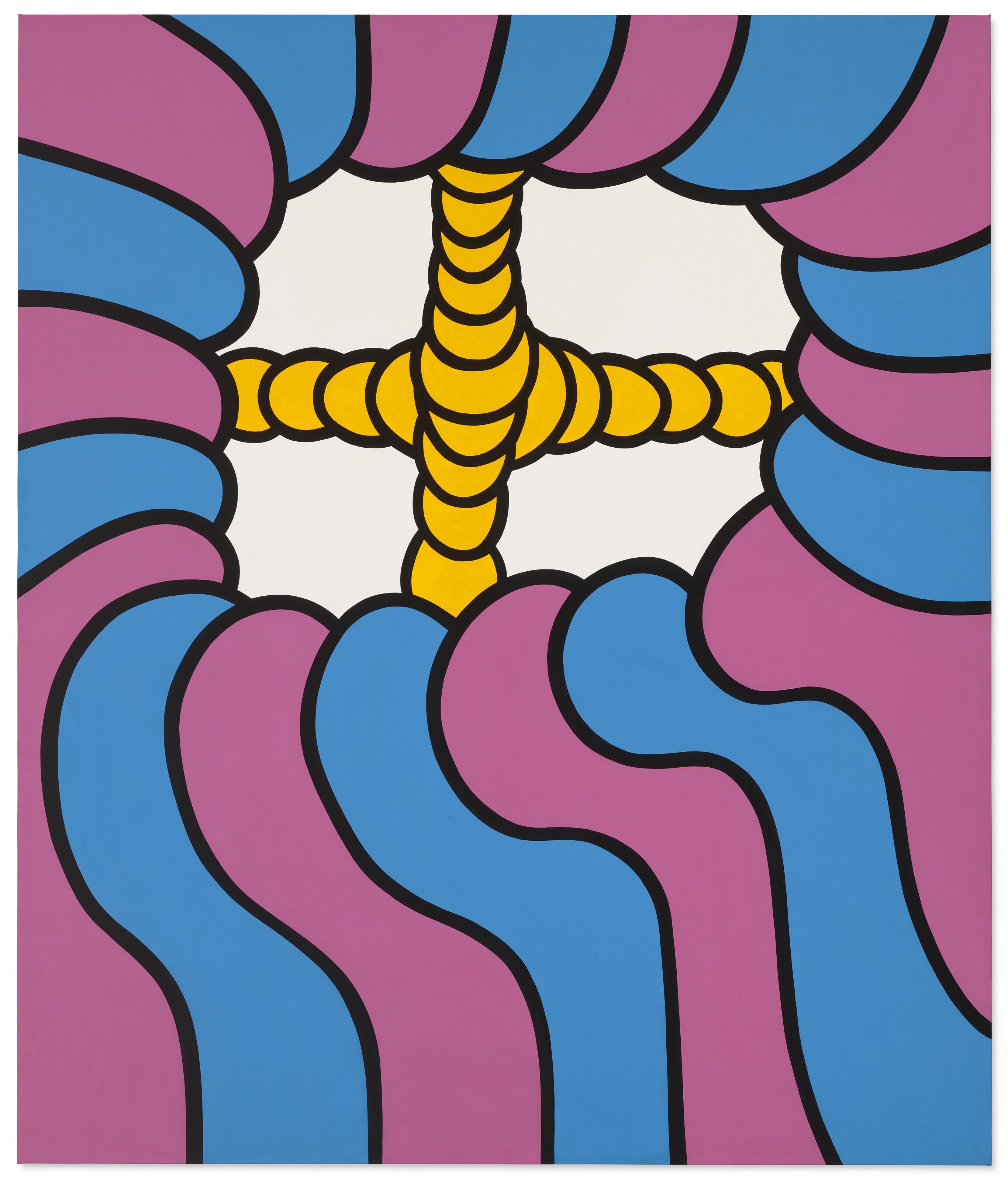 Nicholas Krushenick - Yellow Crossing, White Field