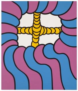 Nicholas Krushenick - Yellow Crossing, White Field