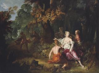 Nicholas Largillierre - Atalanta and her companions looking at Meleager fighting against one of his uncles