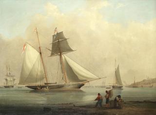 Nicholas Matthew Condy - A schooner of the Royal Yacht Squadron in Osborne Bay off Cowes with Norris Castle in the distance