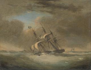 Nicholas Matthew Condy - H.M.S. Warspite, as a frigate, running before the wind under reduced sail