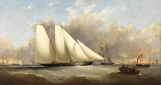 Nicholas Matthew Condy - Two big schooners of the Royal Yacht Squadron racing off the Needles