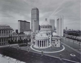 Nicholas Nixon - View of the Mother Church and Christian Science Center, Boston, 1975