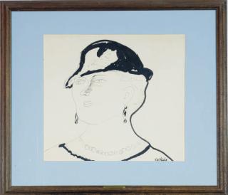 Nicholas Vasilieff - Portrait of a woman with a pearls and a hat