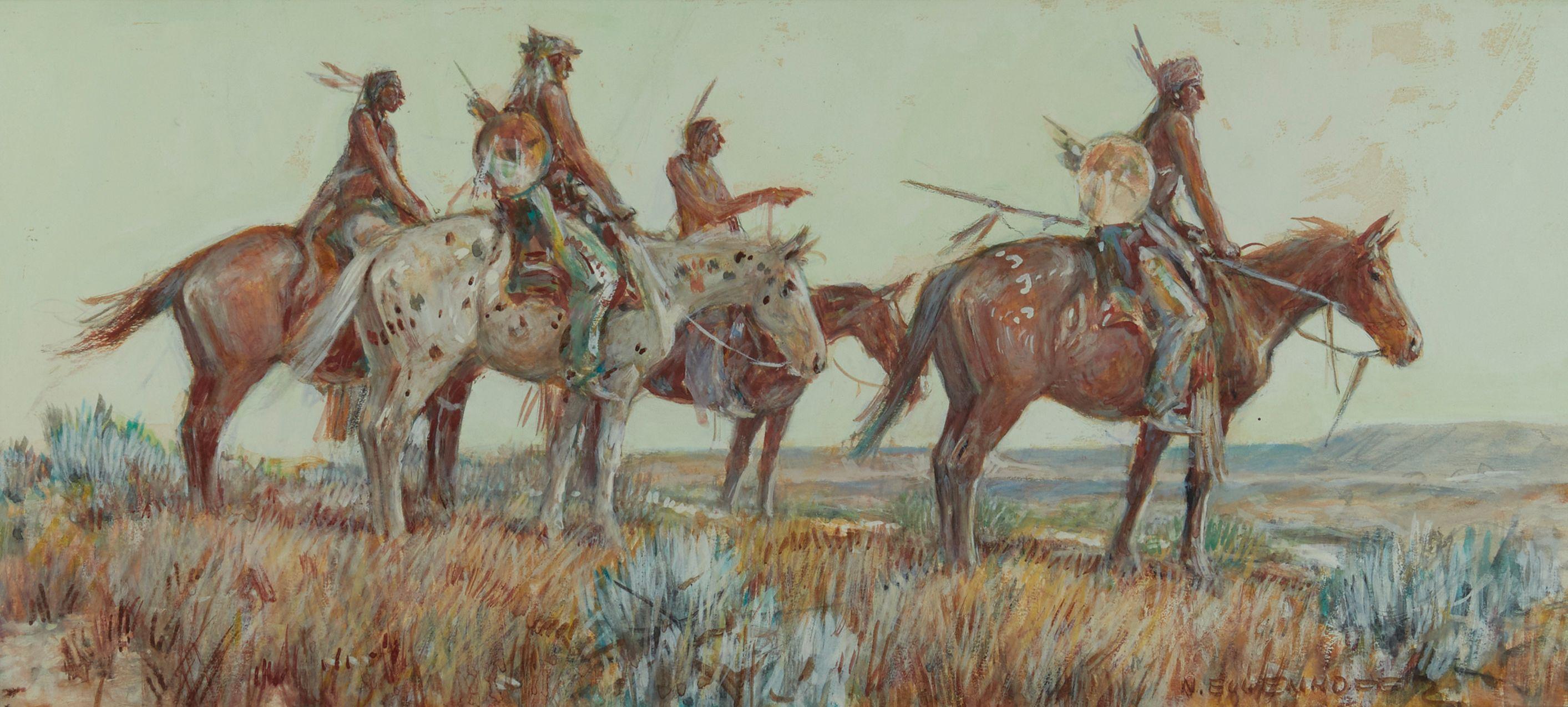 Nick Eggenhofer - Four Mounted Native American Scouts