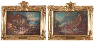 Niclas Lafrensen d.ä. - Harbour scenes with figures, a pair.