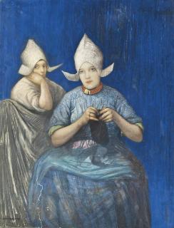 Nico Jungmann - Two Dutch Girls Knitting