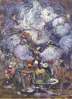 Nico van Rijn - A still life with chrysanthemums                               -