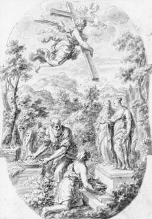 Nicola Maria Rossi - A pagan offering with an angel hovering with a cross