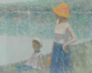 Nicola Simbari - Figures Beside A Lake