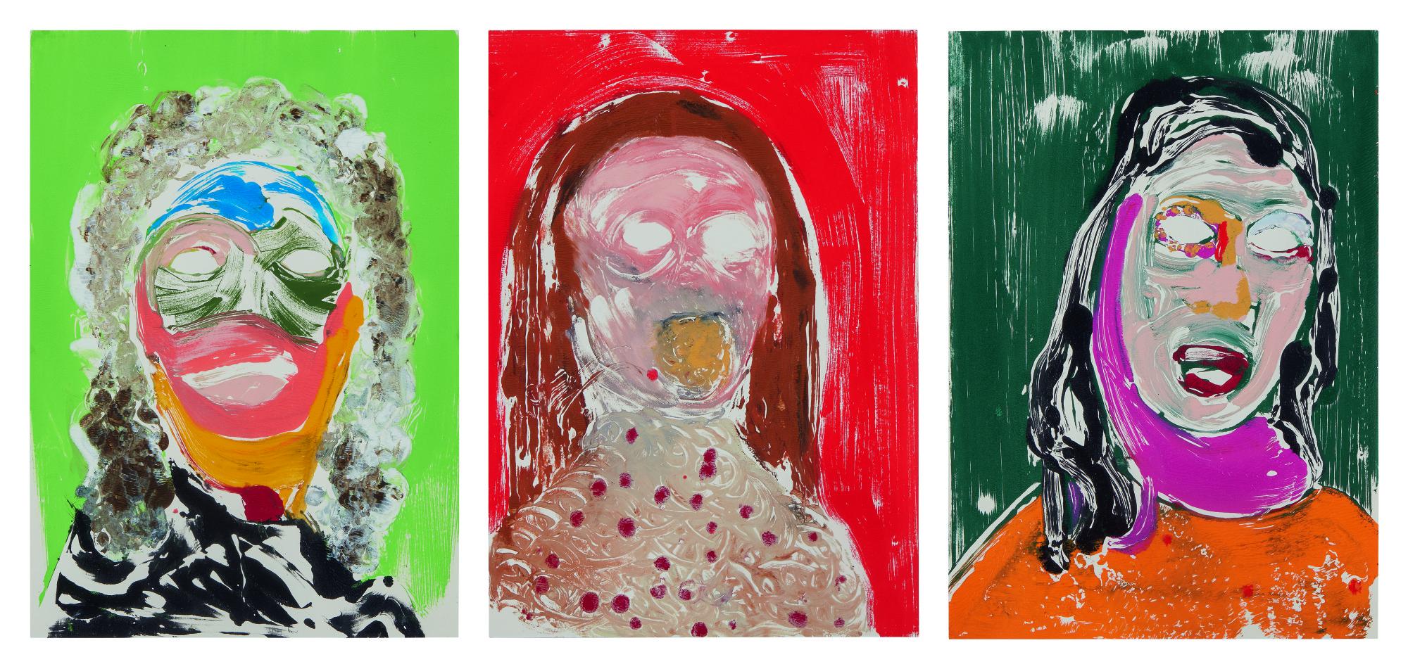 Nicola Tyson - I. Portrait Head #5 II. Self Portrait Singing III. Portrait Head #8 [3 Works]