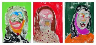 Nicola Tyson - I. Portrait Head #5 II. Self Portrait Singing III. Portrait Head #8 [3 Works]