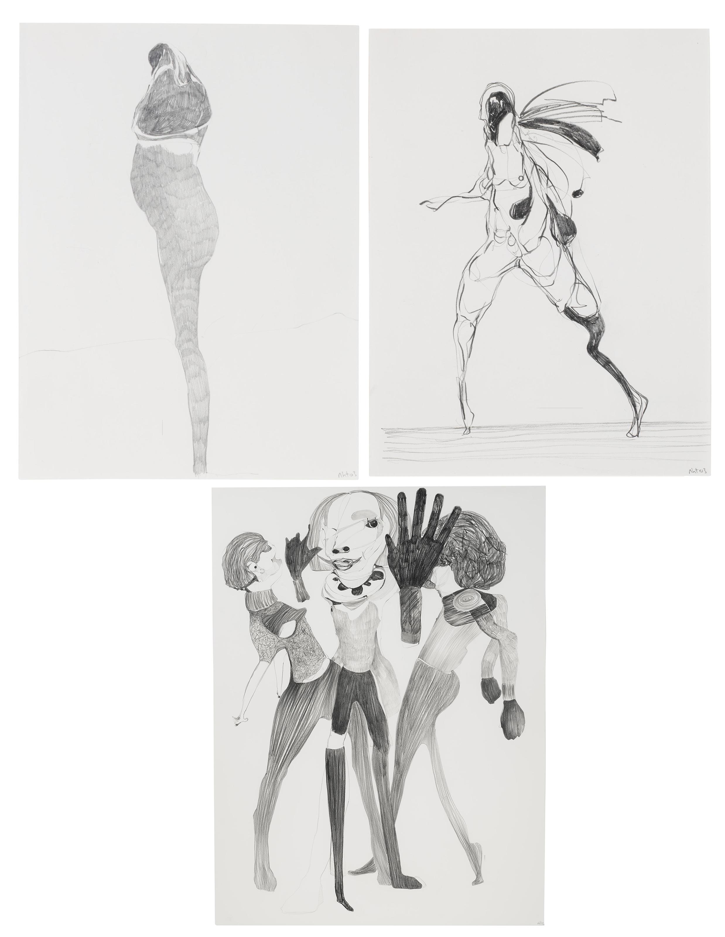 Nicola Tyson - Untitled (sketch book page) #12; Untitled (sketch book page) #14; Dancing #2