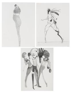 Nicola Tyson - Untitled (sketch book page) #12; Untitled (sketch book page) #14; Dancing #2
