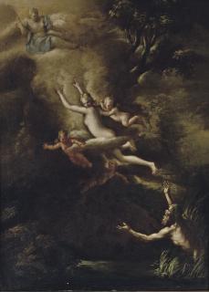 Nicola Vaccaro - Glaucus fleeing from Skylla, the Goddess Diana looking down from above