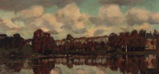 Nicolaas Bastert - A view on the river De Vecht with peasants at work in a punter