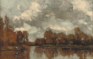 Nicolaas Bastert - An Autumnal afternoon along the river Vecht