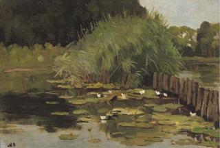 Nicolaas Bastert - Biezen en waterlelies: the river Vecht near Nieuwersluis