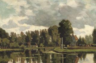 Nicolaas Bastert - Bij Hinderdam: the river Vecht between Weesp and Nederhorst den Berg in summer
