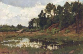 Nicolaas Bastert - Ven: a lake in a wooded landscape