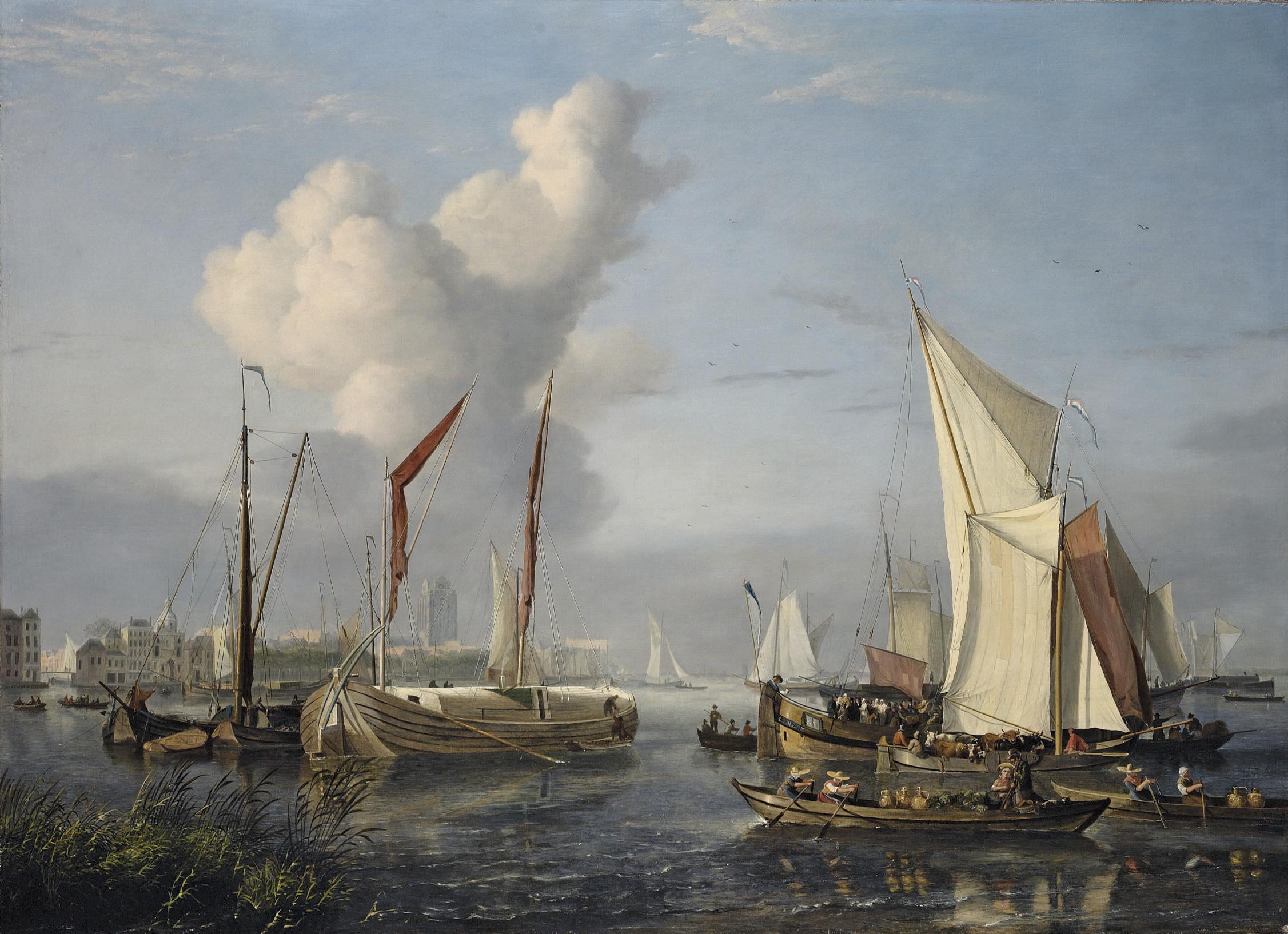 Nicolaas Baur - A view of the port at Dordrecht