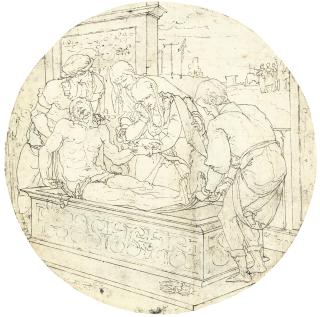 Nicolaas Hogenberg - Recto: The Entombment; Verso: Studies Of Architecture And A Female Nude