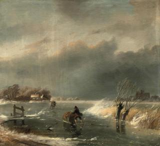 Nicolaas Johannes Roosenboom - Figures on a frozen lake