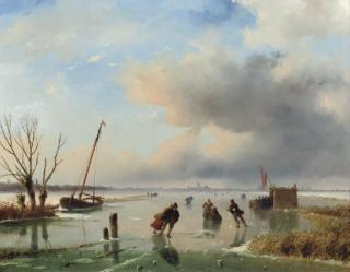 Nicolaas Johannes Roosenboom - Skaters near Dordrecht