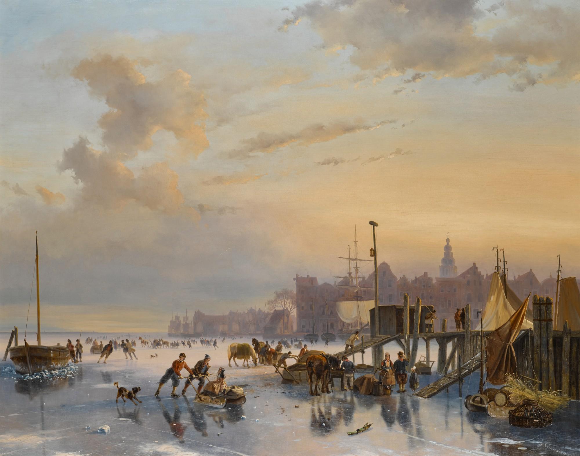 Nicolaas Johannes Roosenboom - Skaters on the IJ, Amsterdam