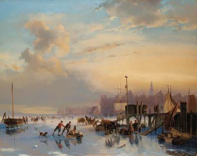 Nicolaas Johannes Roosenboom - Skaters on the IJ, Amsterdam