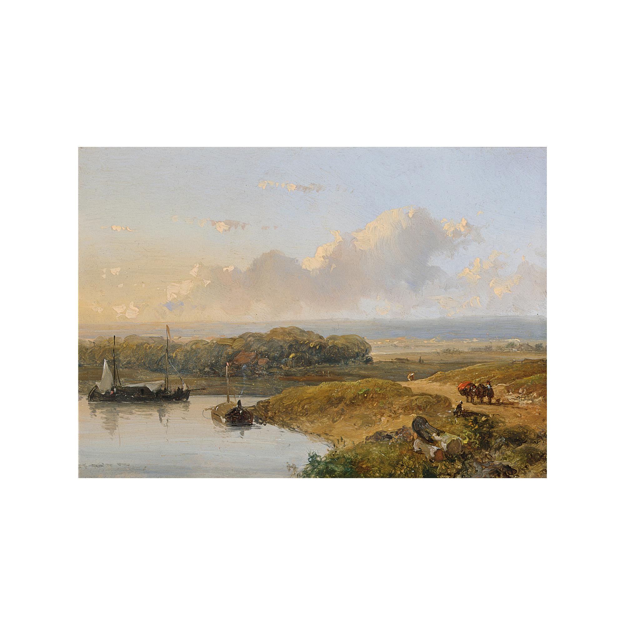 Nicolaas Johannes Roosenboom - Travellers In An Extensive River Landscape