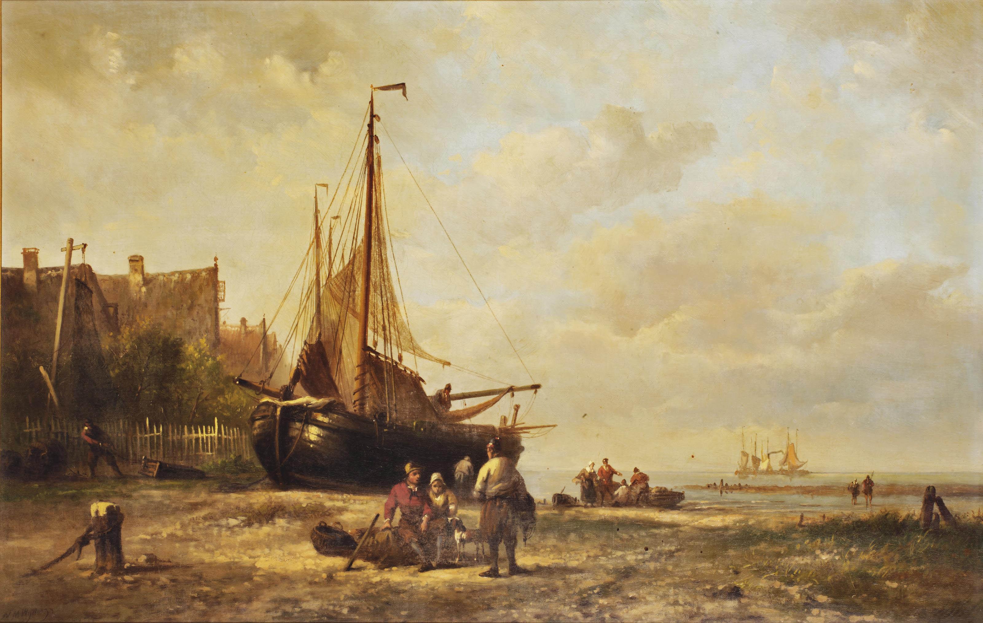 Nicolaas Martinus Wijdoogen - A \'bomschuit\' on the beach