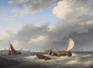 Nicolaas Riegen - A haybarge on choppy waters