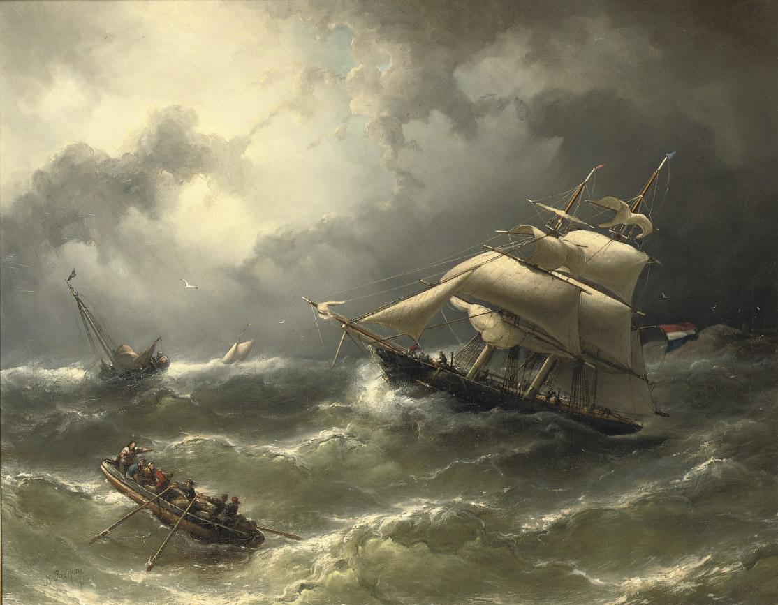 Nicolaas Riegen - A two-master caught in stormy weather