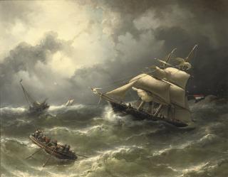 Nicolaas Riegen - A two-master caught in stormy weather