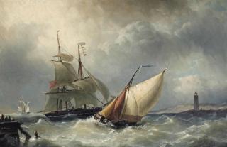 Nicolaas Riegen - A two-master entering the harbour