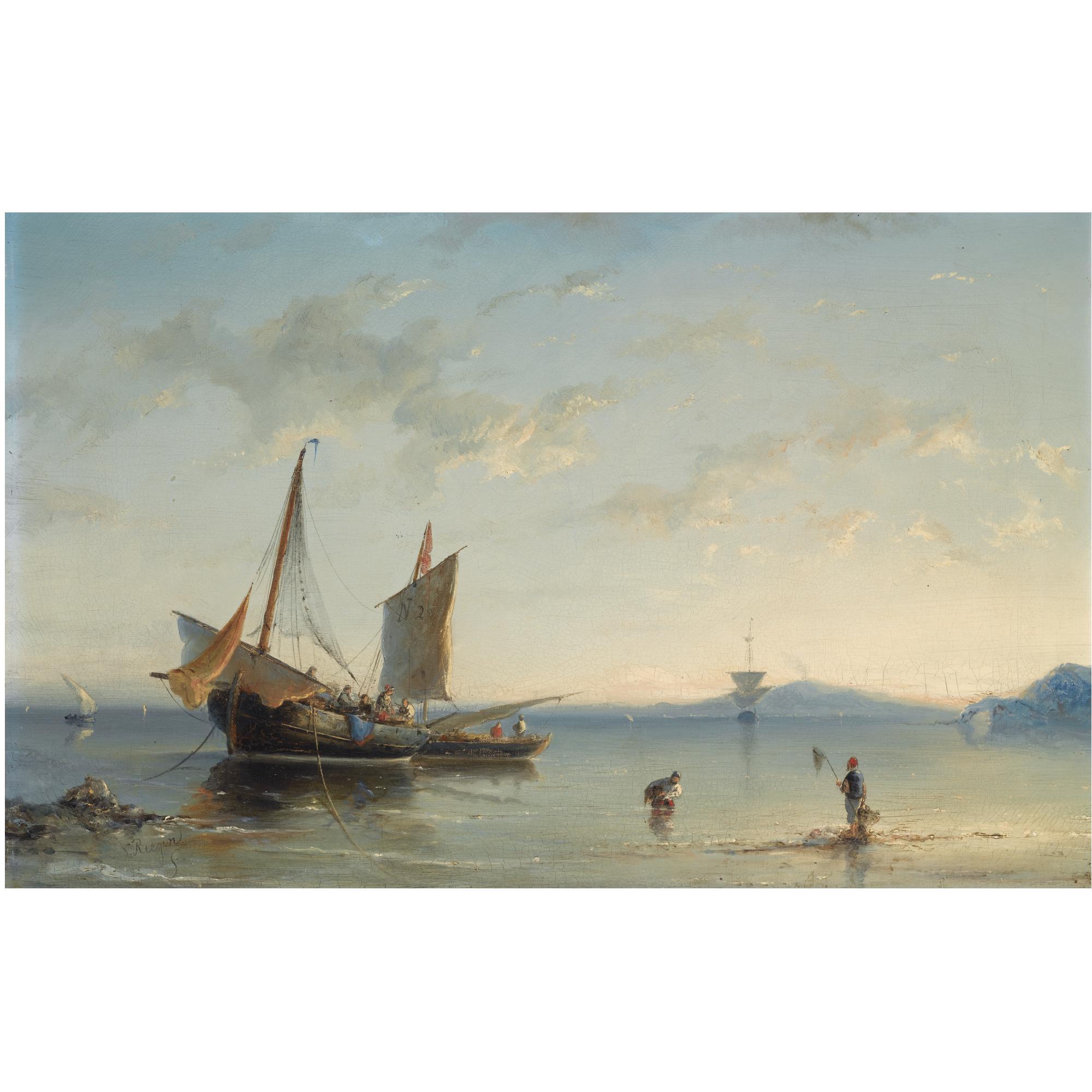 Nicolaas Riegen - Dutch Fishermen In The Bay Of Naples