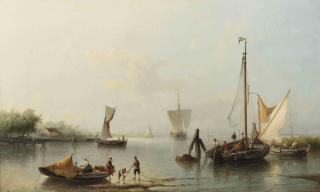 Nicolaas Riegen - Fishing boats near the shore